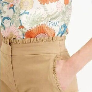 J.Crew tan ruffle trim chino pant